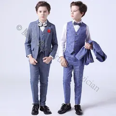 キッズ スーツ 男の子 フォーマル 入学式 卒業式 入園式 子供服 おしゃれ 長袖 4点セット デニム風 パーティー 結婚式 発表会 小学生 CCLTZH1113P106