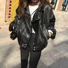 ゆったり レディース レザージャケット 革ジャンライダースジャケット ブルゾンバイク レザージャケットアウター コート フェイクレザージャケット CCLTZH1113P095