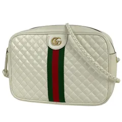 グッチ GUCCI GGマーモント ショルダーバッグ キルティング ダブルG ウェブ シェリーライン ショルダーバッグ レザー ホワイト 541051 レディース 【中古】