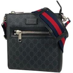 グッチ GUCCI スモール メッセンジャーバッグ GG柄 シェリーライン ウェブ ショルダーバッグ GGスプリーム ブラック 523599 レディース 【中古】