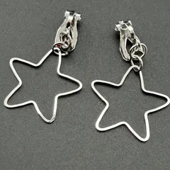 【新品】【ネコポス】アクセサリー イヤリング シルバー カラー  揺れる シンプル 星 大きめ◆