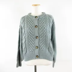 ジーユー GU ケーブルコクーンカーディガン 長袖 青 M *A698