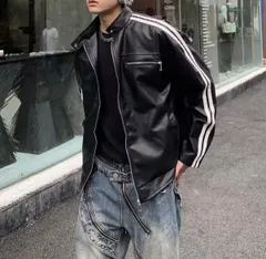 ヴィンテージ フェイクレザージャケット 韓国ストリート モード Y2K アウター