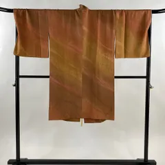 道行 身丈109.5cm 裄丈69cm L 和装コート 草花 ぼかし 山吹茶色 正絹 秀品 【中古】