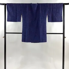 【美品】 道行 身丈85.5cm 裄丈63cm S 和装コート 角衿 草花 青紫 正絹 秀品 【中古】