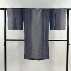 【美品】 道行 身丈104cm 裄丈63cm S 和装コート 都衿 葉 幾何学模様 染め分け 絞り 灰紫 正絹 名品 【中古】