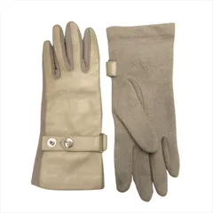 ヴィヴィアンウエストウッド Vivienne Westwood オーブ レザー ニット グローブ 手袋 ロゴ 革 茶 ブラウン レディース◆７