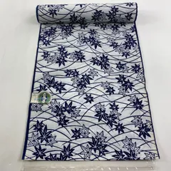 反物 優品 浴衣 楓 芝 白 綿 【中古】