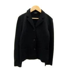 コムサデモード COMME CA DU MODE テーラードジャケット ミドル丈 シングルボタン 無地 9 黒 ブラック /SY36 ■MO