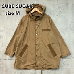 CUBE SUGAR キューブシュガー 美品 M アメカジ マウンテンパーカー チェック裏地 オーバーサイズ ラグラン フード付 ジャケット ベージュ/カーキ系 ★ ◆■