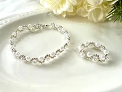No.1パールビーズのブレスレットと指輪のセット（シルバーcolor）