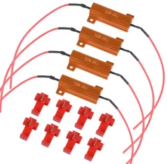 ハイフラ防止抵抗器 LEDウインカー 取付タップ付き 車.バイク用 4個セット