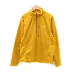 モンベル Montbell アウトドアウエア フリース カットソー 長袖 ハーフジップ 無地 ロゴ刺繍 M 黄 イエロー /SY33