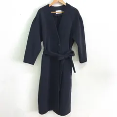 訳あり JOHNBULL ジョンブル ジャージーノーカラーコート 共布ベルト付き コクーンシルエット ロングコート ブラック M