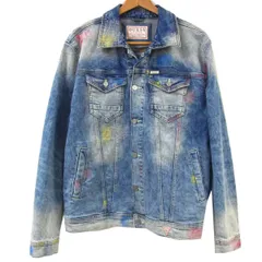 美品◆GUESS ゲス ジージャン デニムジャケット William Color Stitch Denim Jacket カラーペインティング 加工 メンズ