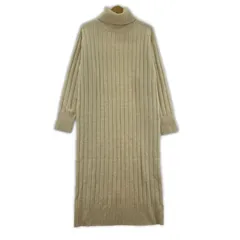 nano universe ナノユニバース ウール混 タートルネック ニットワンピース sizeF/ベージュ