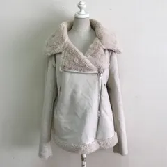 美品 RESEXXY 16AW フェイクムートンブルゾン オーバーサイズ フェイクファー ダブルライダースジャケット風 アイボリー M