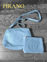 美品 フィラノ2点セット firano  ショルダーバッグ ポーチ 水色 ライトブルー
