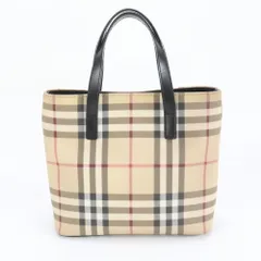 極美品 バーバリー ノバ チェック ベージュ レザー ハンドバッグ トート レディース RRM CZ25-8【中古】