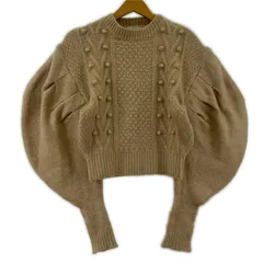 MOUSSY マウジー ウール混 ボリュームスリーブニット sizeFREE/ベージュ