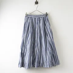 サマンサモスモス Samansa Mos2 SM2 柄アソートギャザースカート F‖ネイビー×ホワイト ストライプ ウエストゴム【2400014678598】