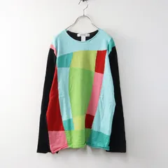 2024AW コムデギャルソンシャツ COMME des GARCONS SHIRT SWEATER KNIT パッチワーク ニット L＼ライトグリーン系 メンズ【2400014657838】