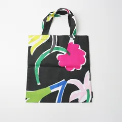 極美品 マリメッコ marimekko Field of flowers 伊勢丹限定 トートバッグ＼チャコールグレー フラワー 【2400014679175】