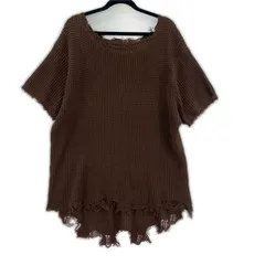 AMERI  アメリ 半袖 ワッフルニット size表記なし/ブラウン