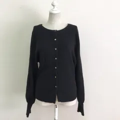 グリーンレーベルリラクシング 21AW 前後2way ニットプルオーバー メタルボタンカーディガン ハイゲージ アクリルウール すっきりめ ボリューム袖 ウォッシャブル素材 ブラック FREE