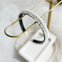 Parl flill Katyushya カチューシャ　ホワイト　結婚式　パーティー　子供用　キッズ　ベージュ