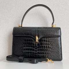 クロコダイル型押し ブラック 2way ハンドバッグ フォーマル