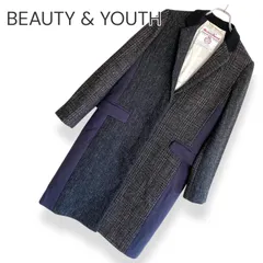BEAUTY&YOUTH UNITED ARROWS グレー×ブラック×ブラウン×ネイビー コート Mサイズ レディース 落ち着いた配色の大人上品アウター 多色ミックスで着回し抜群 きれいめからカジュアルまで幅広く使える秋冬向け人気コート 791KZ