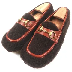 未使用品▼GUCCI グッチ 716017 ボア レザー ホースビット モカシン Uチップ スリッポン ローファー ブラウン 6 保存袋付 伊製 メンズ 未使用品▽GUCCI グッチ 716017 ボア レザー ホースビット モカシン U
