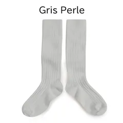 【新品・未使用】collegien(コレジアン) La Haute 【Gris Perle】Ribbed Knee-high Socks キッズ リブニーハイ 靴下【2950】13.5cm〜21cm