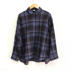 アーバンリサーチドアーズ 20AW ウールコットンチェックワイドシャツ  オーバーサイズ FREE ブルー系