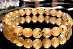 【１点物】母岩入り！ ヘマタイトインタイチンルチルクォーツ　7.5mm　ブレスレット パワーストーン 天然石 _MC940