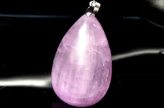 【１点物】シルバー925◇高発色 クンツァイト　34x21mm　ドロップ ペンダントトップ パワーストーン 天然石 _PC7161