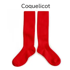【新品・未使用】collegien(コレジアン) La Haute 【Coquelicot】Ribbed Knee-high Socks キッズ リブニーハイ 靴下【2950】13.5cm〜21cm