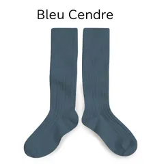 【新品・未使用】collegien(コレジアン) La Haute 【Bleu Cendre】Ribbed Knee-high Socks キッズ リブニーハイ 靴下【2950】13.5cm〜21cm