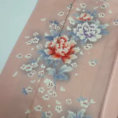 付下げ 友禅 裄66.5 上品な花柄の染め 紋無し 訪問着 正絹 着物 MK-1169