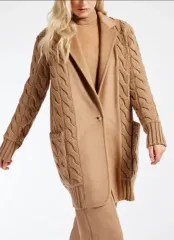 新品級) ブランド スタイル ニット ミックス ケーブル編み コート 出品