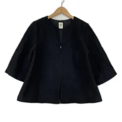 MICHEL KLEIN ミッシェルクラン ノーカラー 七分袖 ウール混ジャケット size40/ブラック