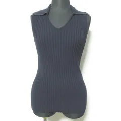 美品 FOXEY フォクシー 襟付き ノースリーブリブニット 40819 サイズ38 ネイビー レディース 古着 中古 USED 美品 FOXEY フォクシー 襟付き ノースリーブリブニット 40819 サイズ38
