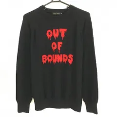 【超美品】ラフアンドスウェル セーター 黒×レッド フロントロゴ ウール100% ニット メンズ M ゴルフウェア rough＆swell