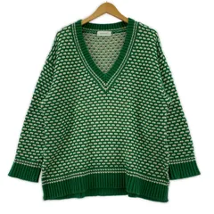 simplicite  シンプリシテェ  総柄 Ⅴネックニット size表記なし/グリーン系