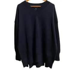 未使用 23AW 23区 Vネック ウールニット セーター 大きいサイズ44 ネイビー  レディース 古着 中古 USED
