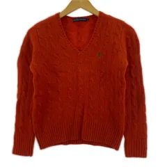 Ralph Lauren ラルフローレン ケーブル編み Vネックニット sizeL/レッド系