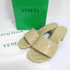 新品同様 BOTTEGA VENETA ボッテガヴェネタ エイミー イントレチャート型押し ミュールサンダル 36 23cm相当 ベージュ レディース 古着 中古 USED