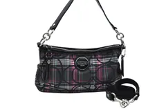 COACH コーチ シグネチャー ポピー 2Way ショルダーハンドバッグ キャンバス レザー ブラック 4017N