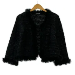 QUEENS COURT クイーンズ コート ファーニットジャケット size2/ブラック